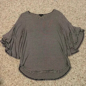 K&C black and white stripe bell sleeve top S